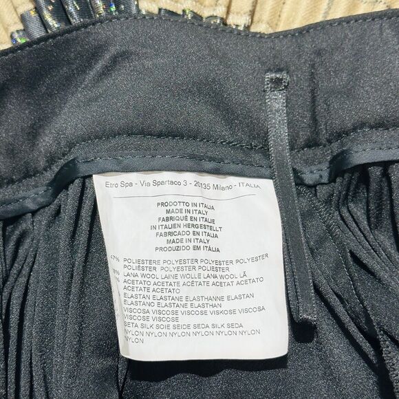 ETRO Women 42 US/6 Multi Fabric Texture Black Gold Pleated Midi Skirt NWT $1,730 - Picture 4 of 11